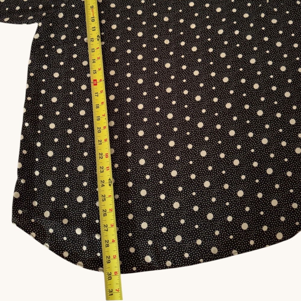 Talbots Womens 2X Black Polka Dot 3/4 Tie Sleeve Keyhole Neck Blouse Classic - Picture 11 of 12